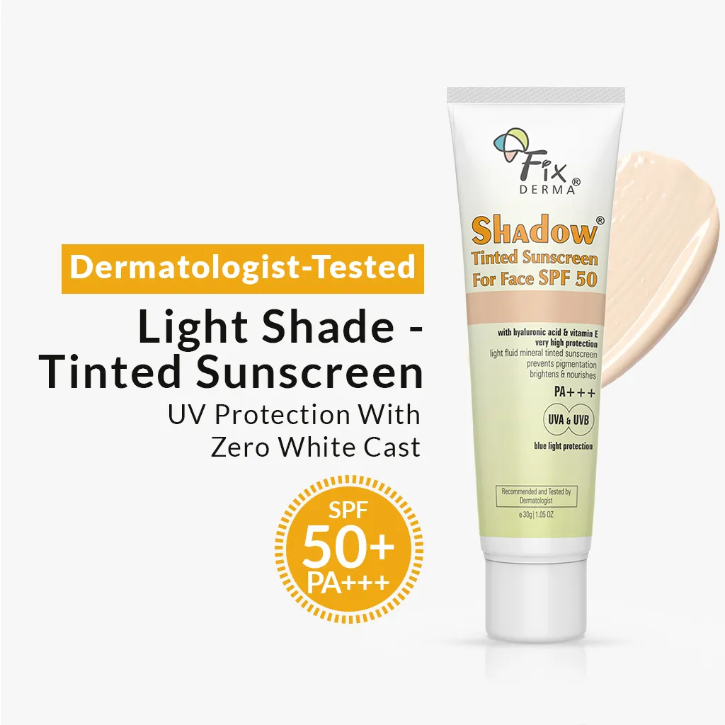 Product image of Fixderma Shadow SPF 50+ Tinted Sunscreen | 1% Hyaluronic Acid sunscreen, available in four flexible shades