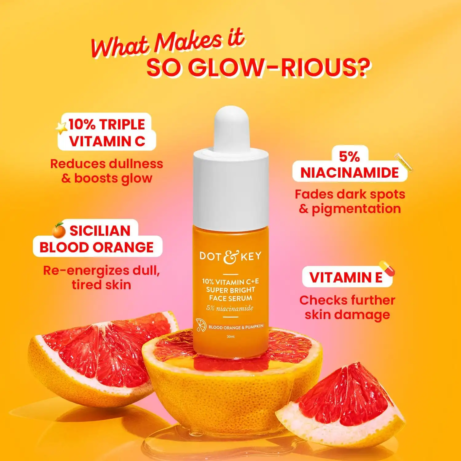 Product image of DOT & KEY 10% Vitamin C + E Serum with 5% Niacinamide,for Glowing Skin,Fades Dark Spots & Hyperpigmentation