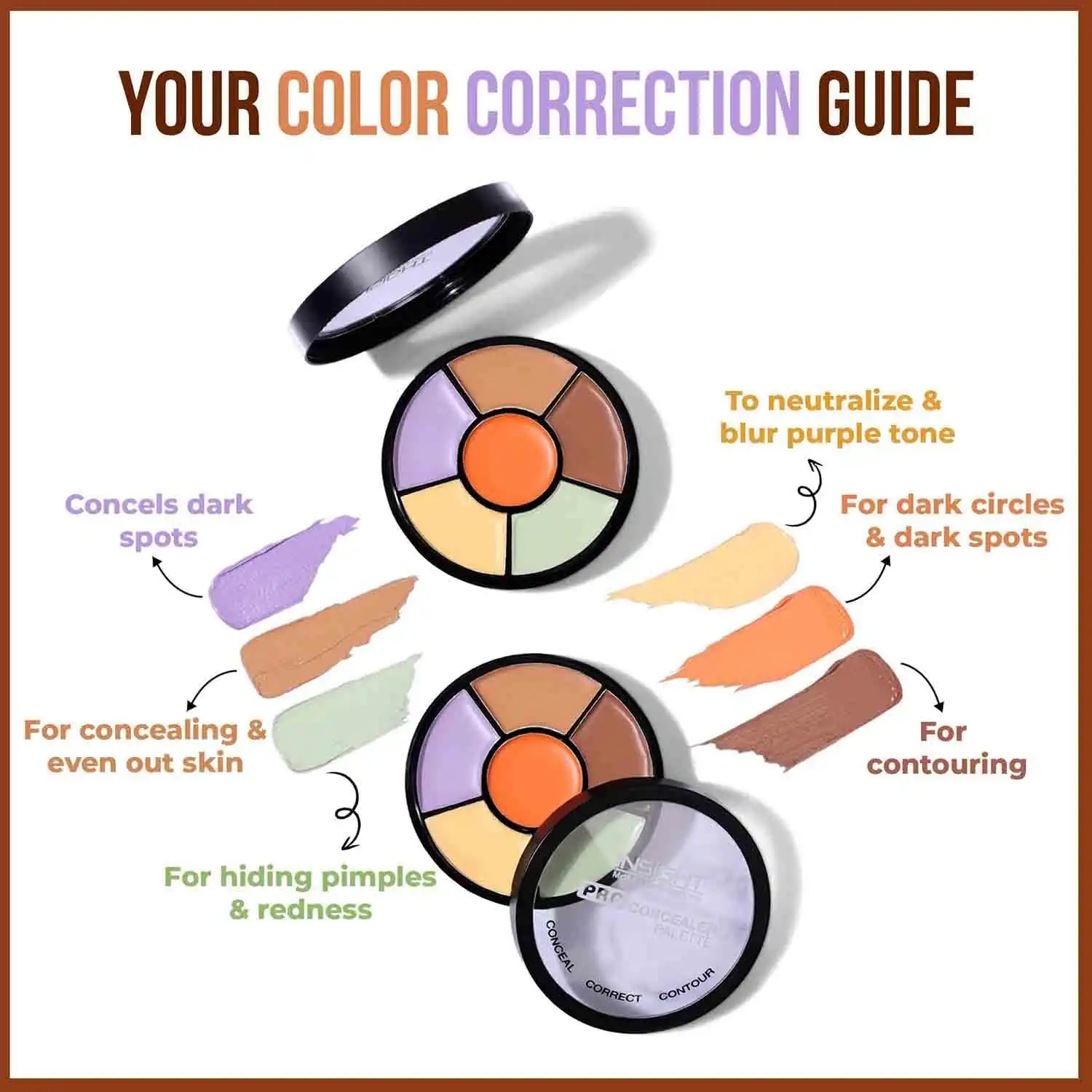 Product image of INSIGHT Pro Concealer Palette – Shade Concealer | Makeup Wheel for Face  | 3-in-1 Conceal, Contour & Correct | Full Coverage | 15gm