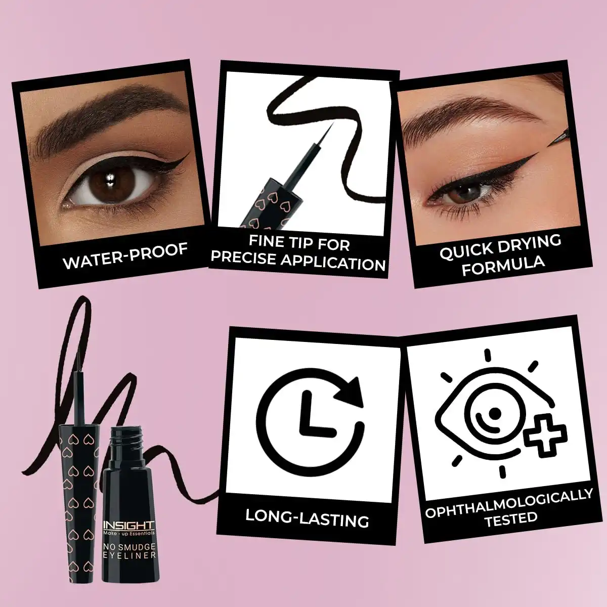 Product image of INSIGHT No Smudge Eyeliner - Black | Intense Matte Finish | Quick Drying |Smooth Application | Waterproof | Smudgeproof, 4 ml