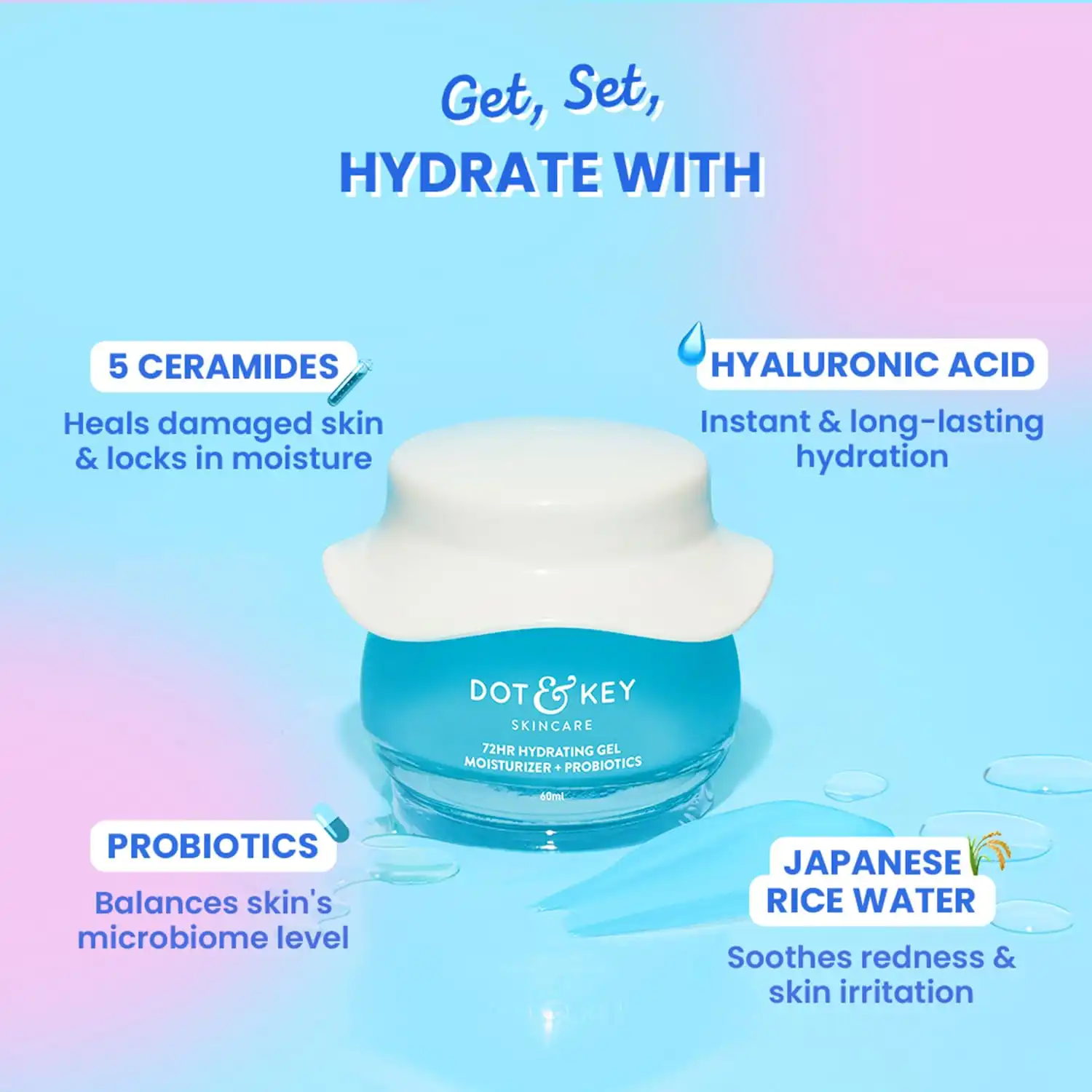 Product image of Dot & Key 72HR Hydrating Gel Moisturizer + Probiotics