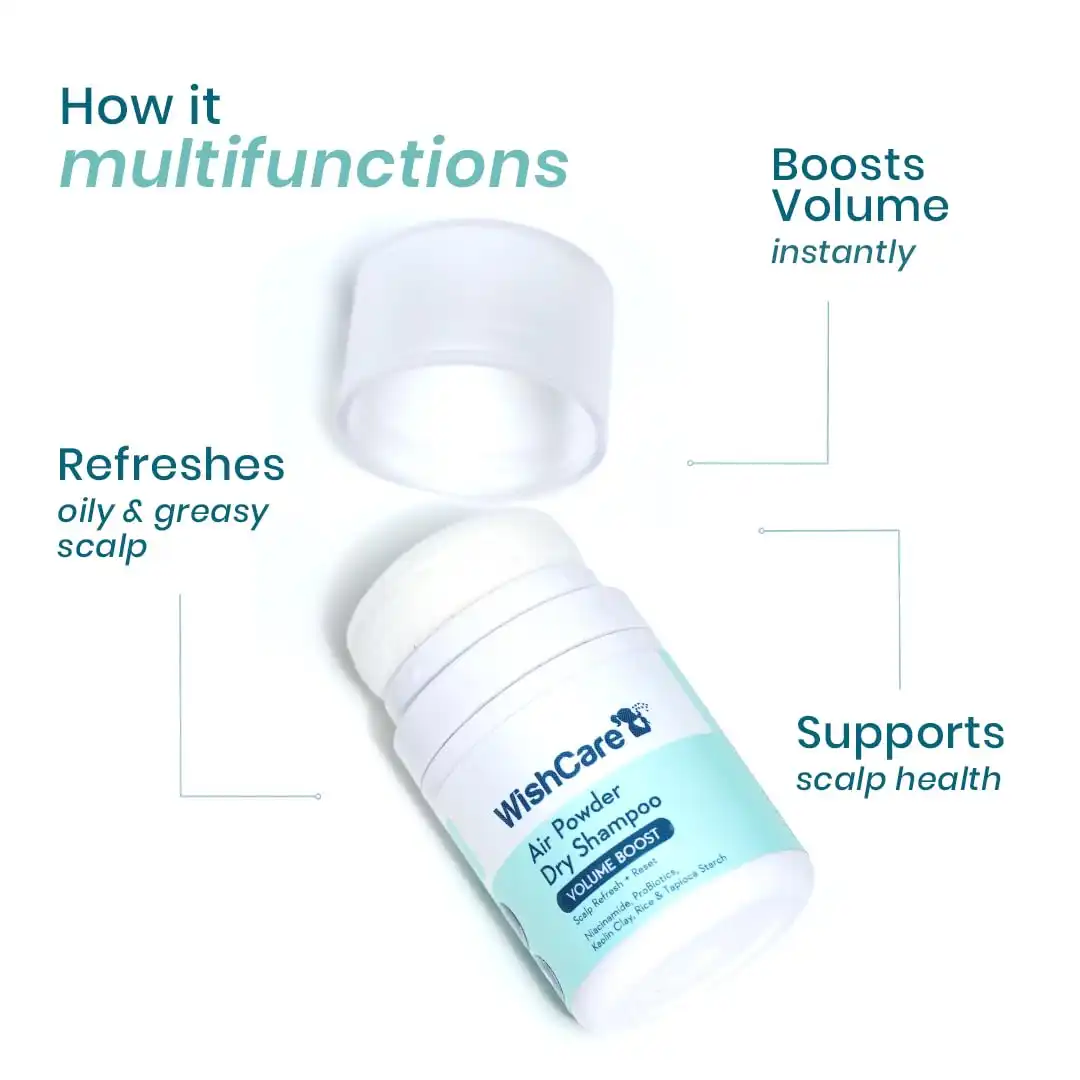 Product image of WishCare Air Powder Dry Shampoo | Absorbs Excess Oil and Adds Instant Volume to Hair | 10gm