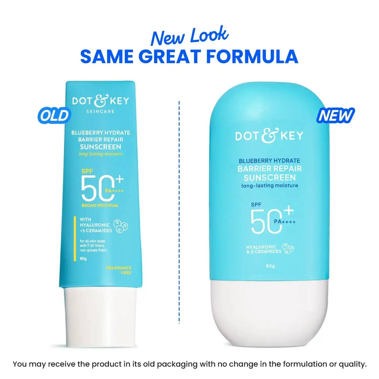 Product image of Dot & Key Blueberry Hydrate Barrier Repair Sunscreen In-Vivo Tested SPF 50+ PA++++ | With Ceramides & Hyaluronic, Hydrates & Protects Skin | Repairs Damaged Skin, Lightweight, Non-Sticky, Non-Greasy | 80g