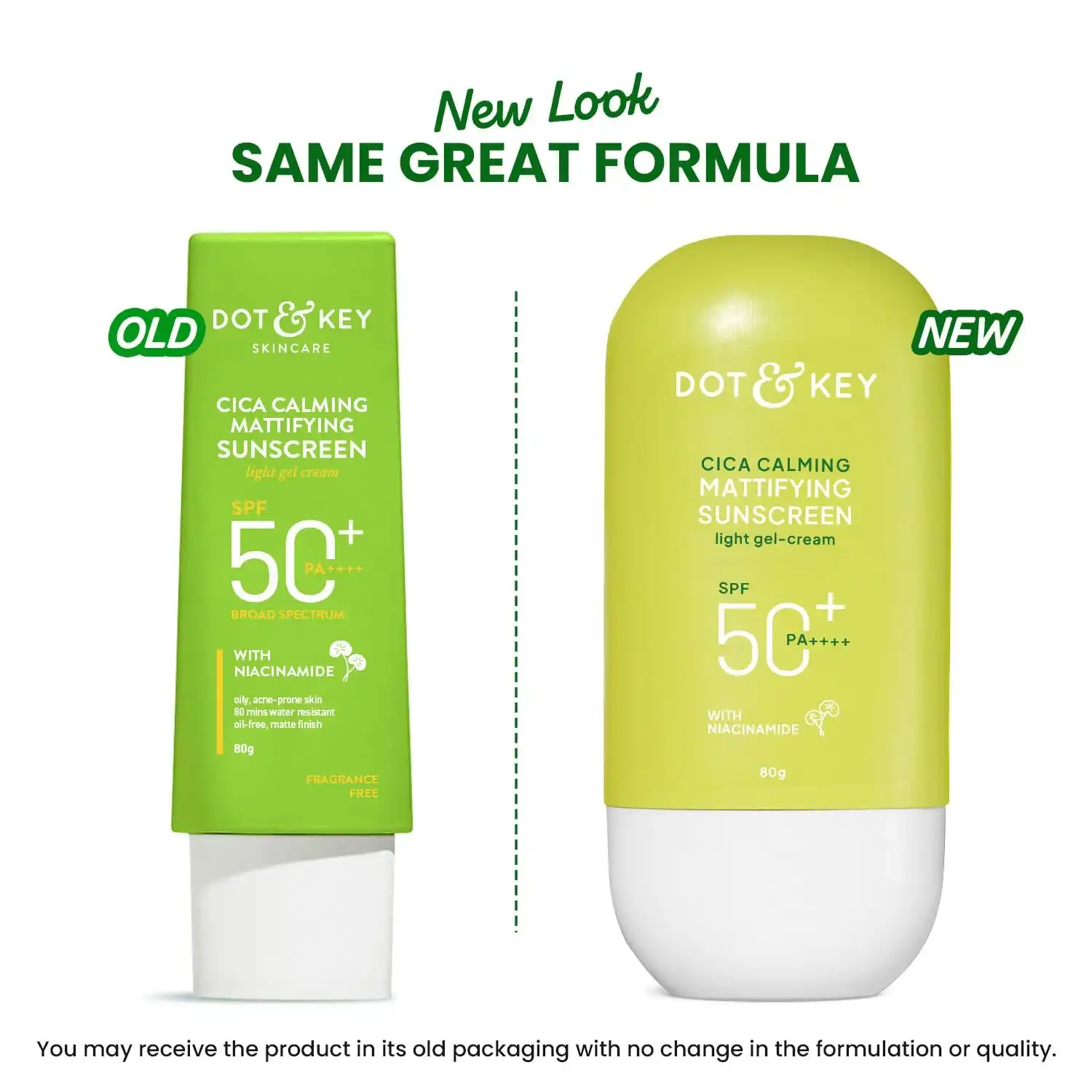 Product image of Dot & Key CICA Calming Mattifying Sunscreen SPF 50 PA++++ In-Vivo Tested | For Oily Acne Prone & Sensitive Skin | UVA/UVB Protection | No White Cast, Ultra Light, Fragrance Free & Quick Absorbing | 80g