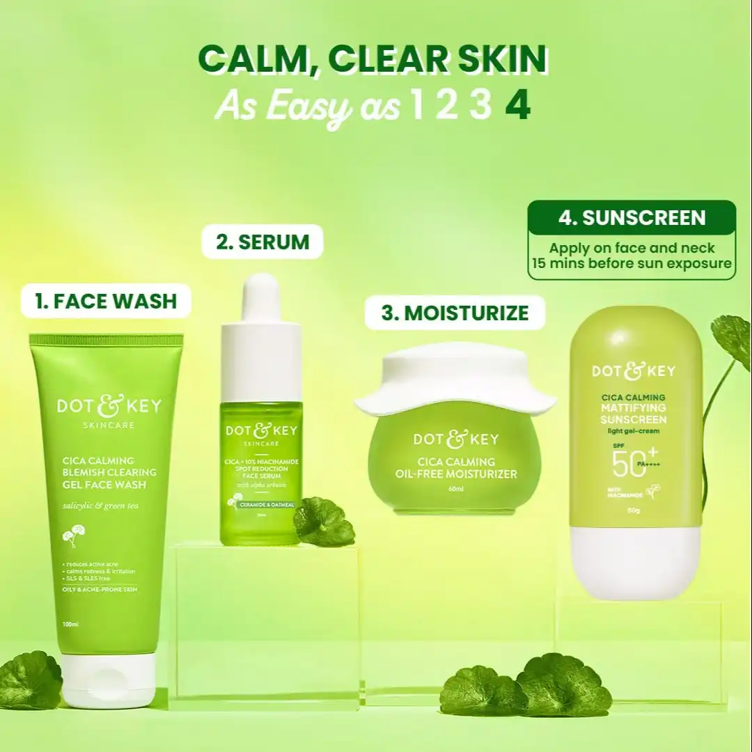 Product image of Dot & Key CICA Calming Mattifying Sunscreen SPF 50 PA++++ In-Vivo Tested | For Oily Acne Prone & Sensitive Skin | UVA/UVB Protection | No White Cast, Ultra Light, Fragrance Free & Quick Absorbing | 80g