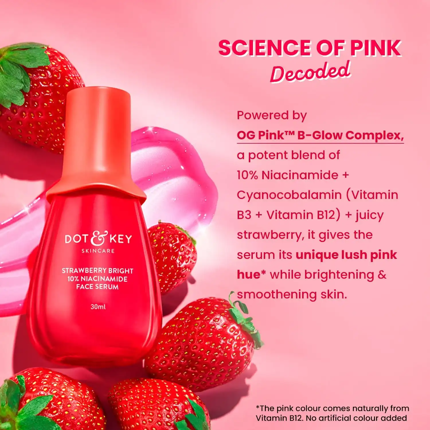 Product image of DOT & KEY 10% Niacinamide + Strawberry Face Serum with Vitamin B12 & Hyaluronic Acid | Fades Dark Spots, Hyperpigmentation & Dullness | Hydrates, Smooths & Minimizes Pores |