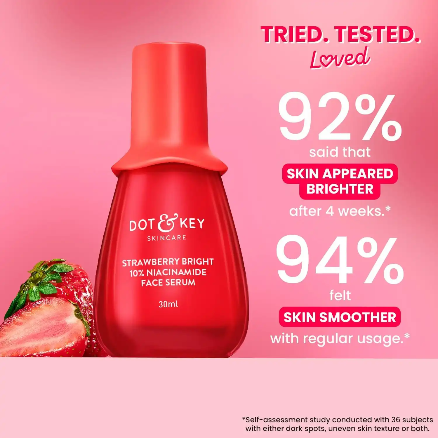 Product image of DOT & KEY 10% Niacinamide + Strawberry Face Serum with Vitamin B12 & Hyaluronic Acid | Fades Dark Spots, Hyperpigmentation & Dullness | Hydrates, Smooths & Minimizes Pores |
