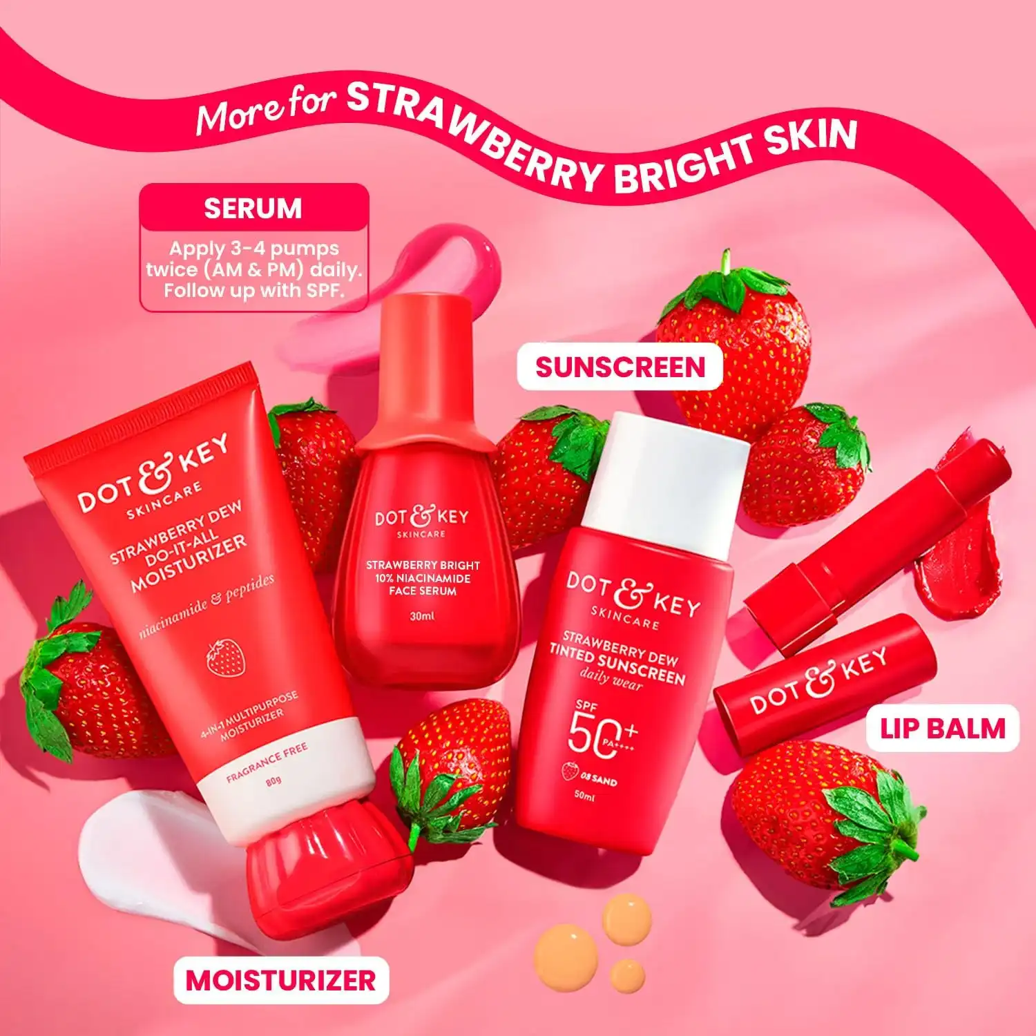 Product image of DOT & KEY 10% Niacinamide + Strawberry Face Serum with Vitamin B12 & Hyaluronic Acid | Fades Dark Spots, Hyperpigmentation & Dullness | Hydrates, Smooths & Minimizes Pores |