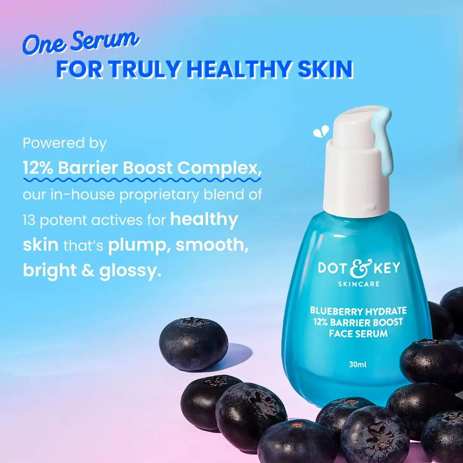 Product image of Dot & Key Blueberry Hydrate 12% Barrier Boost Serum with 7 Ceramides | Niacinamide & Hyaluronic Acid, Reduces Dark Spots, Brightens Skin, Provides Intense Hydration & Repairs Skin Barrier | 30ML
