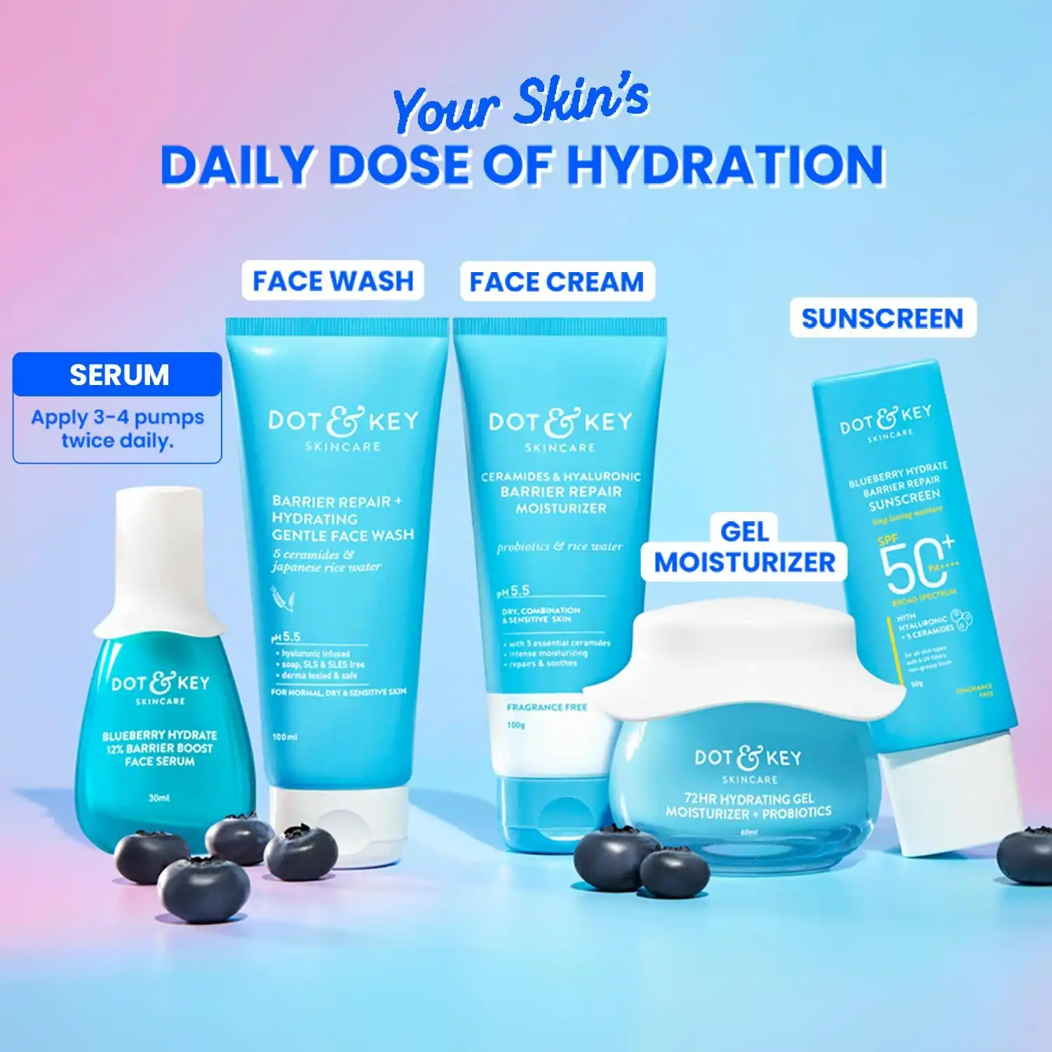 Product image of Dot & Key Blueberry Hydrate 12% Barrier Boost Serum with 7 Ceramides | Niacinamide & Hyaluronic Acid, Reduces Dark Spots, Brightens Skin, Provides Intense Hydration & Repairs Skin Barrier | 30ML