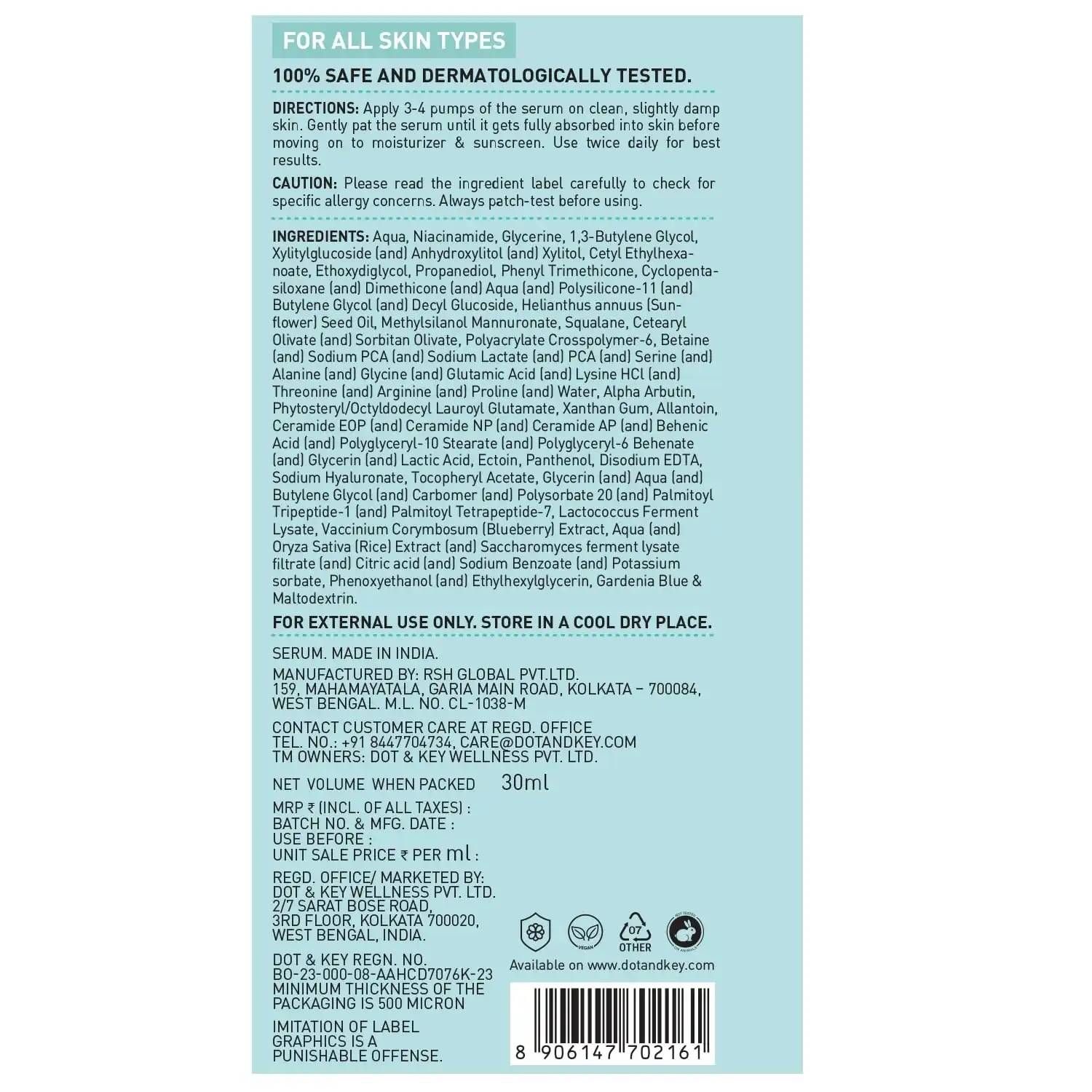 Product image of Dot & Key Blueberry Hydrate 12% Barrier Boost Serum with 7 Ceramides | Niacinamide & Hyaluronic Acid, Reduces Dark Spots, Brightens Skin, Provides Intense Hydration & Repairs Skin Barrier | 30ML