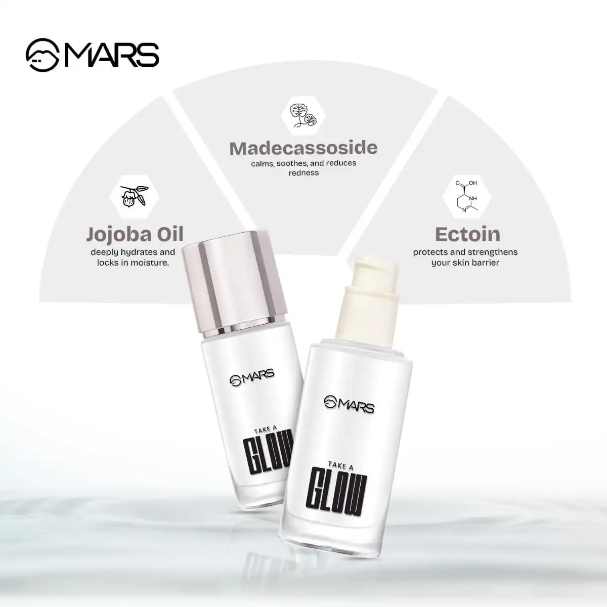 Product image of MARS Take A Glow Illuminating Primer + Strobe Cream | 3-in-1 Formula: Moisturiser, Face Primer & Highlighter | Enrished with Jojoba Oil, Madecassoside & Ectoin (30ml)