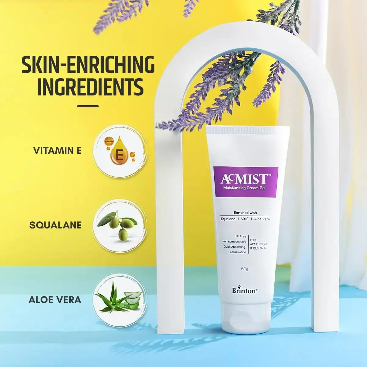 Product image of AcMist Face Moisturizing Cream Gel for Acne Prone & Oily Skin | Enriched with Vitamin E, Aloe Vera & Squalane | Oil-free, Non Comedogenic & Quick Absorbing Formulation | For All Skin Types - 100 GM
