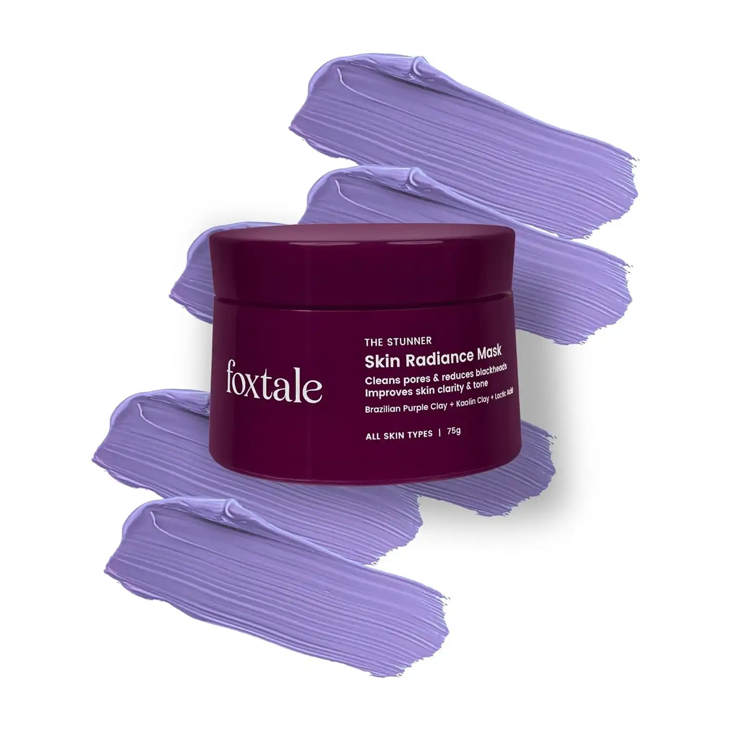 Product image of Foxtale De-Tan Face Mask for Glowing Skin| Clay Mask with Lactic Acid for Tan Removal, Reduction in Blackheads, Instant Brightening| New-Age Ubtan Face Pack for All Skin Types | Men & Women- 75g