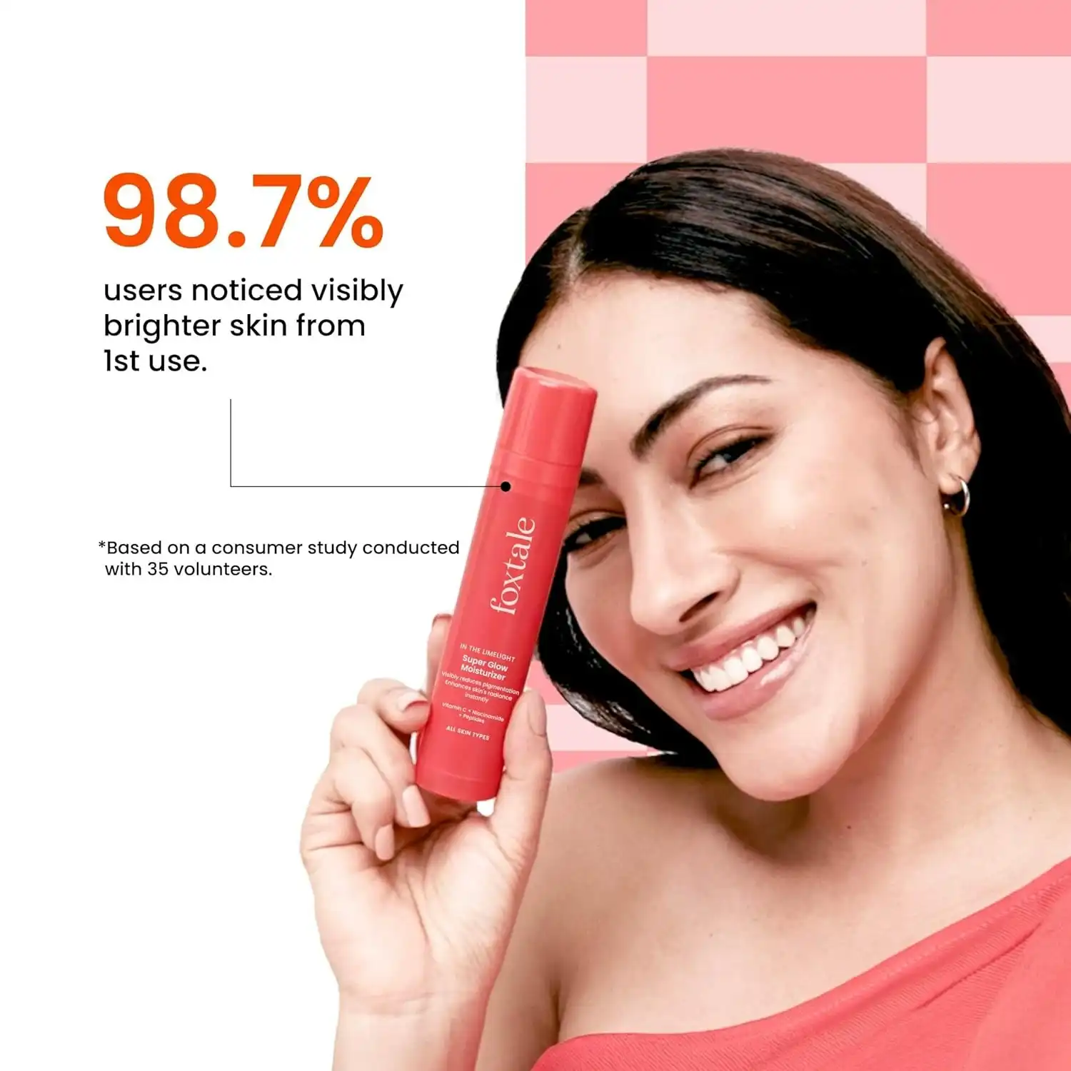 Product image of Foxtale Vitamin C Super Glow Moisturizer with Niacinamide & Peptides, Visibly Reduces Pigmentation, Enhances Skins Brightness Instantly, For All Skin Types, Women & Men - 50ml, Cream
