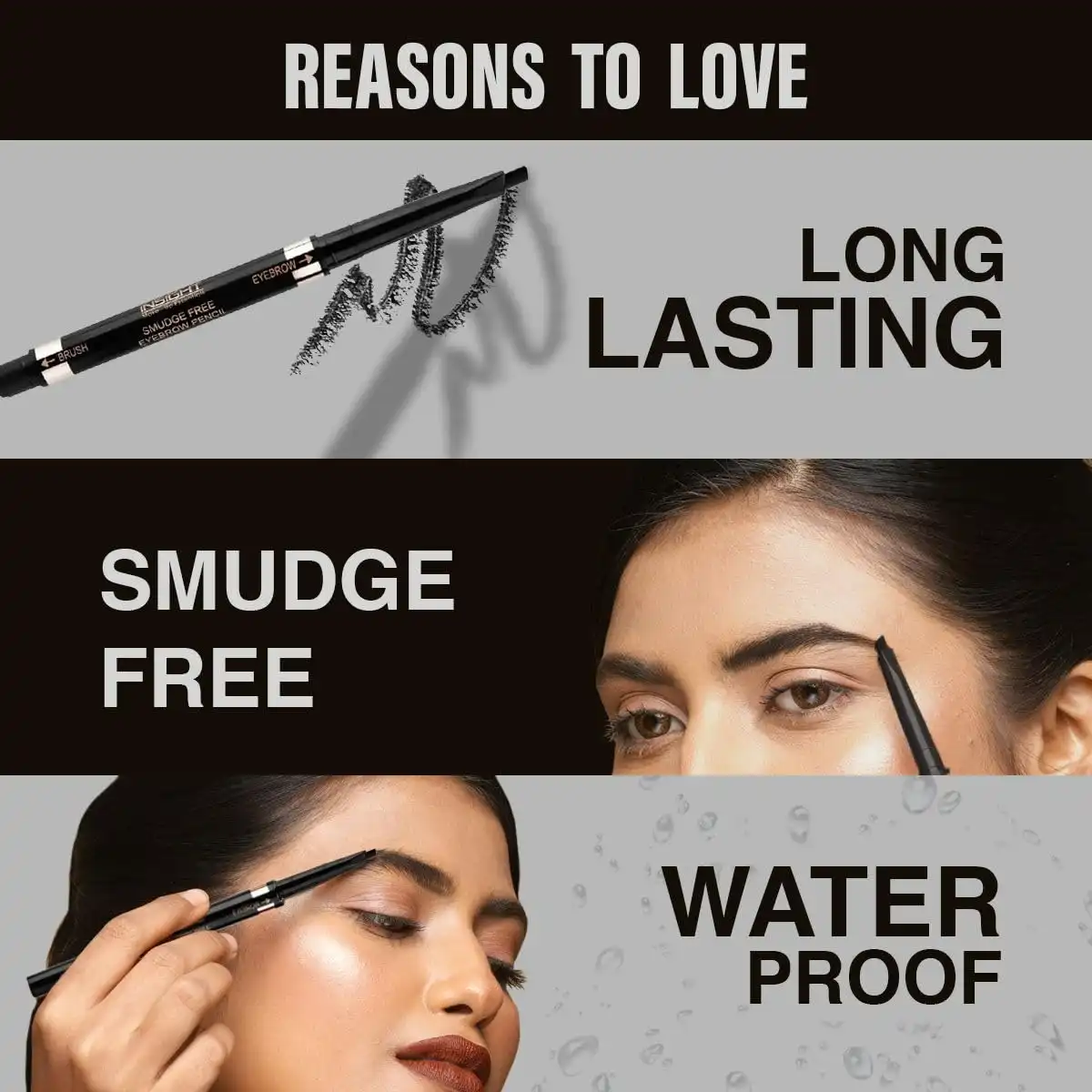 Product image of INSIGHT Smudge Free Eyebrow Pencil with Spoolie | Matte Finish | Long Lasting & Waterproof | For Indian Skin Tones | 30gm |