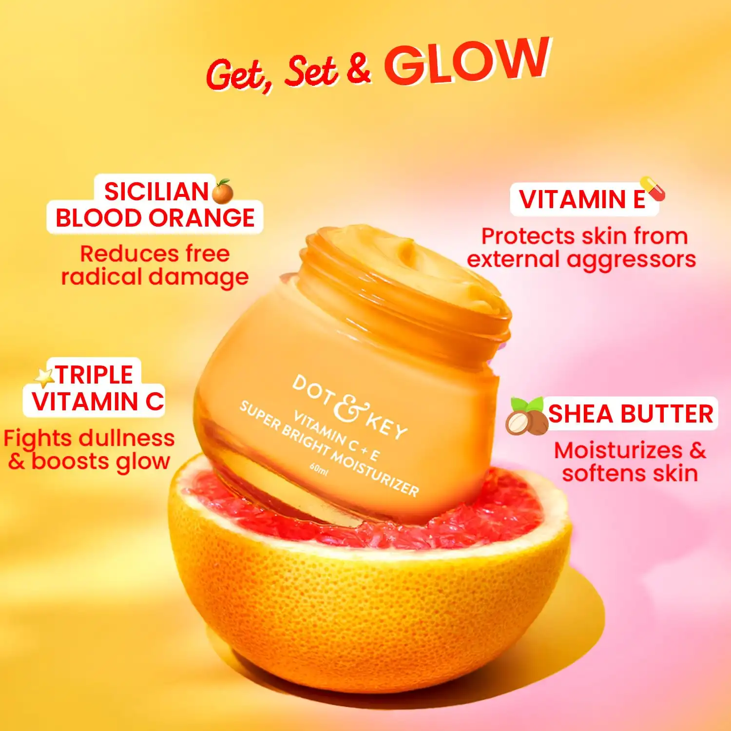 Product image of Dot & Key Vitamin C + E Moisturizer for Glowing Skin (60ml)