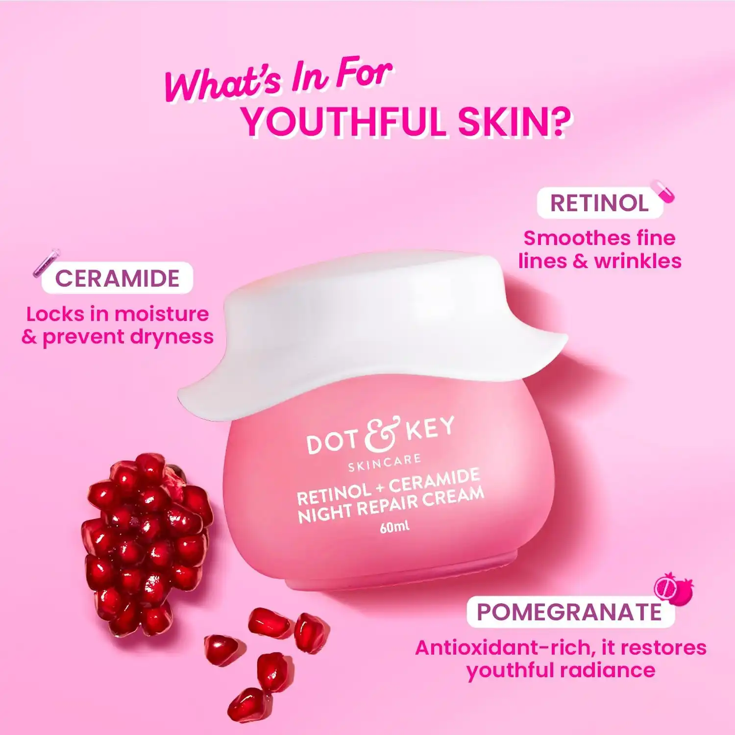 Product image of Dot & Key Night Reset Retinol + Ceramide Night Cream | Anti Aging Cream For Women & Men