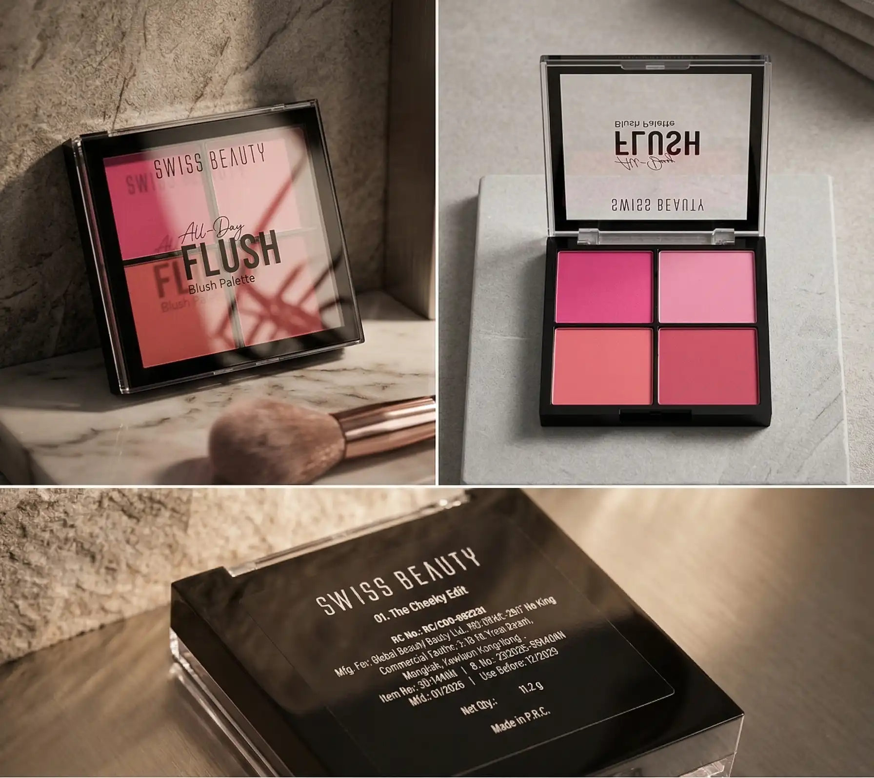 Product image of Swiss Beauty All-Day Flush Blush Palette Ultra Light Long Lasting With Vitamin E 11.2g