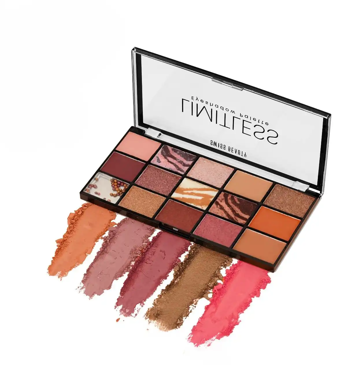 Product image of Swiss Beauty Limitless Eyeshadow Palette | Mattes, Shimmers & Metallics | Super-Blendable | Highly Pigmented | 15 Shades in One Palette | 30g