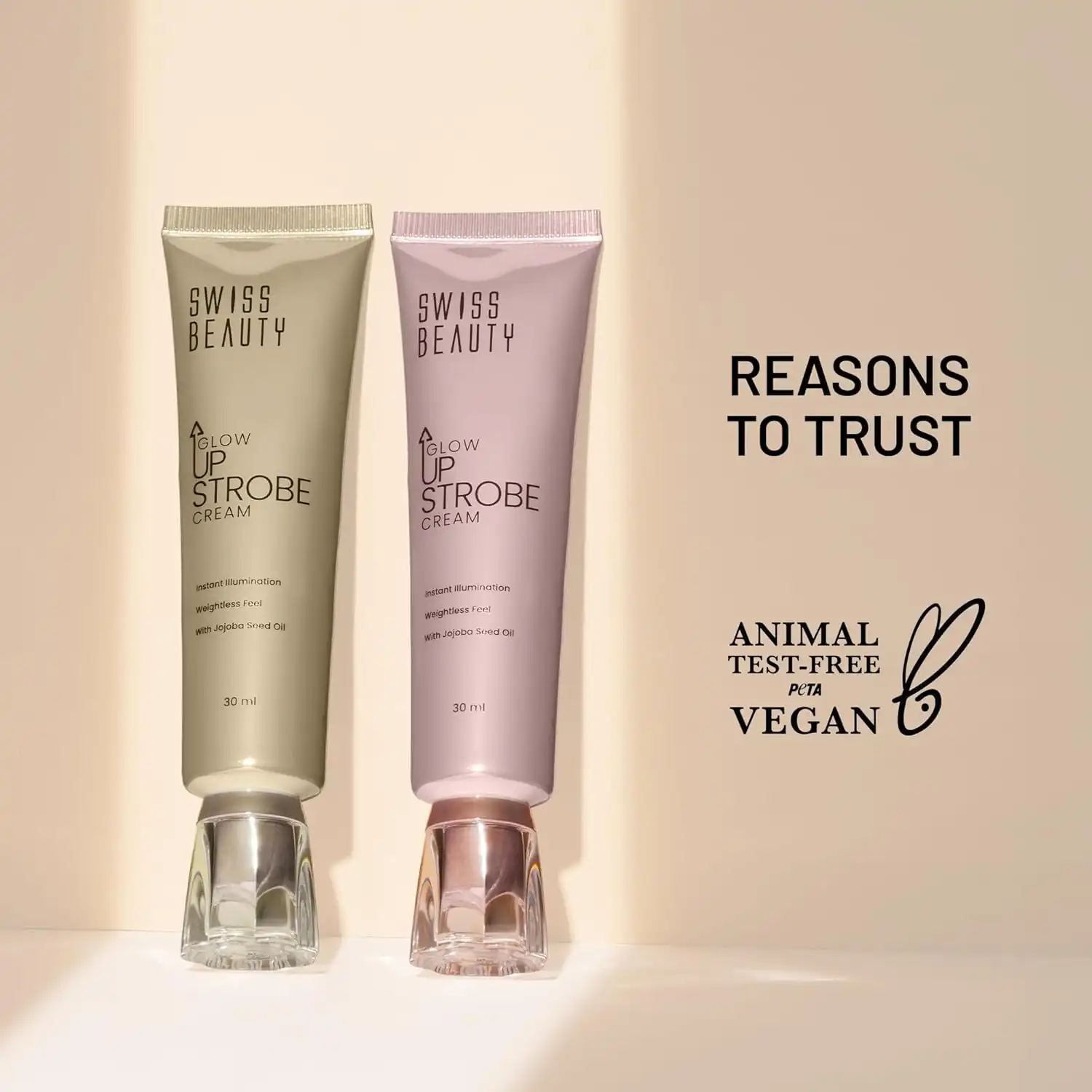 Product image of Swiss Beauty Glow Up Strobe Cream | Dewy Radiance | Hydrating | Versatile Use | With Jojoba Oil | For All Skin Types | 30ml,