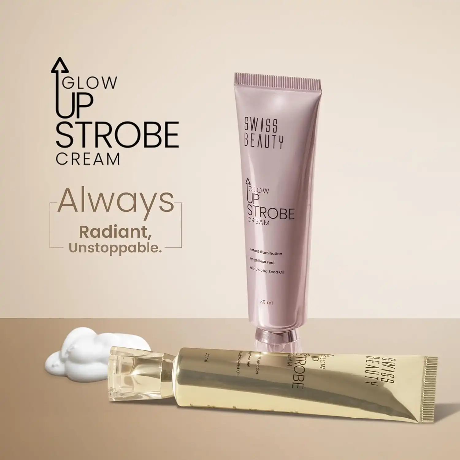 Product image of Swiss Beauty Glow Up Strobe Cream | Dewy Radiance | Hydrating | Versatile Use | With Jojoba Oil | For All Skin Types | 30ml,