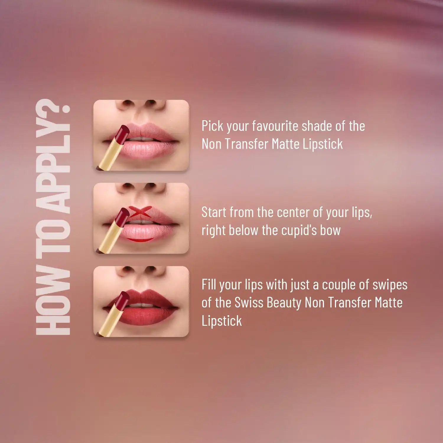Product image of Swiss Beauty Non-Tranfer Matte Lipstick, Smooth & Waterproof, 2g