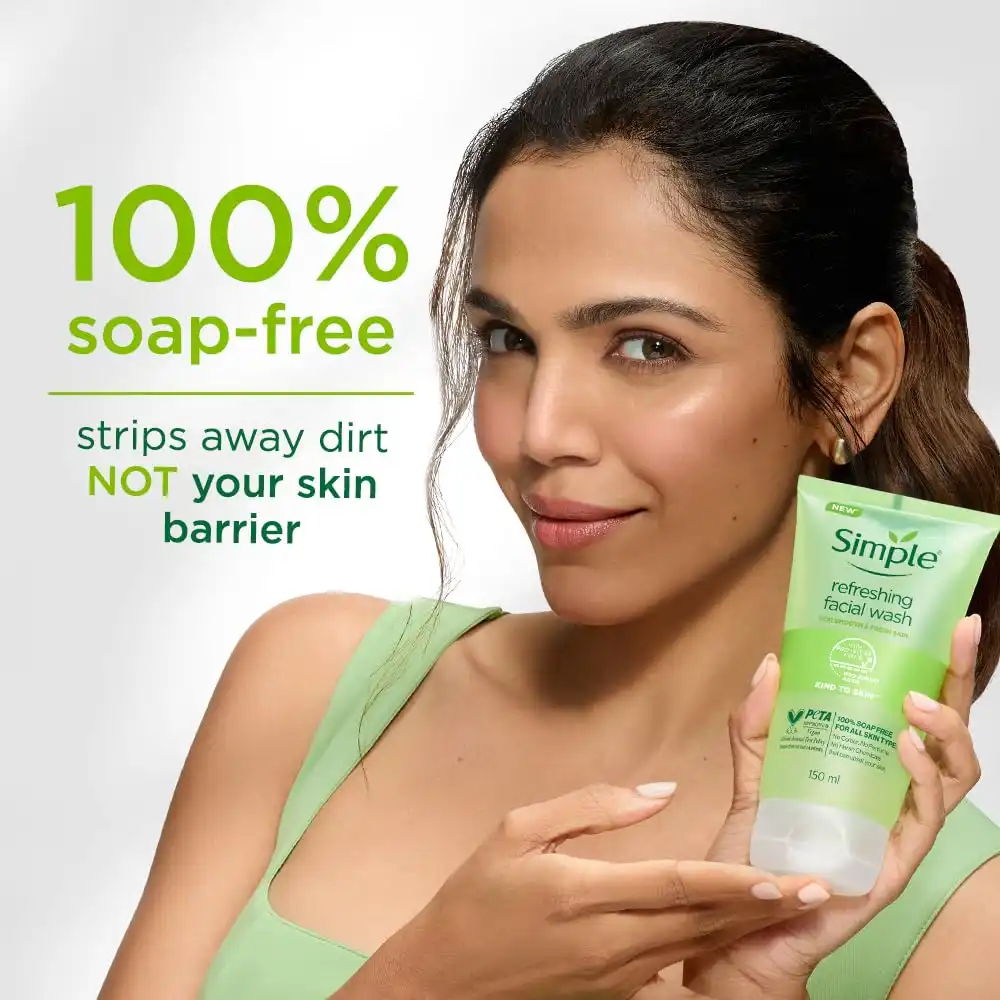 Product image of Simple Kind to Skin Refreshing Facial Wash | 100% Soap-Free Gentle Cleanser with Vitamin E & Glycerin | For All Skin Types | Perfect for Sensitive Skin, 100ml