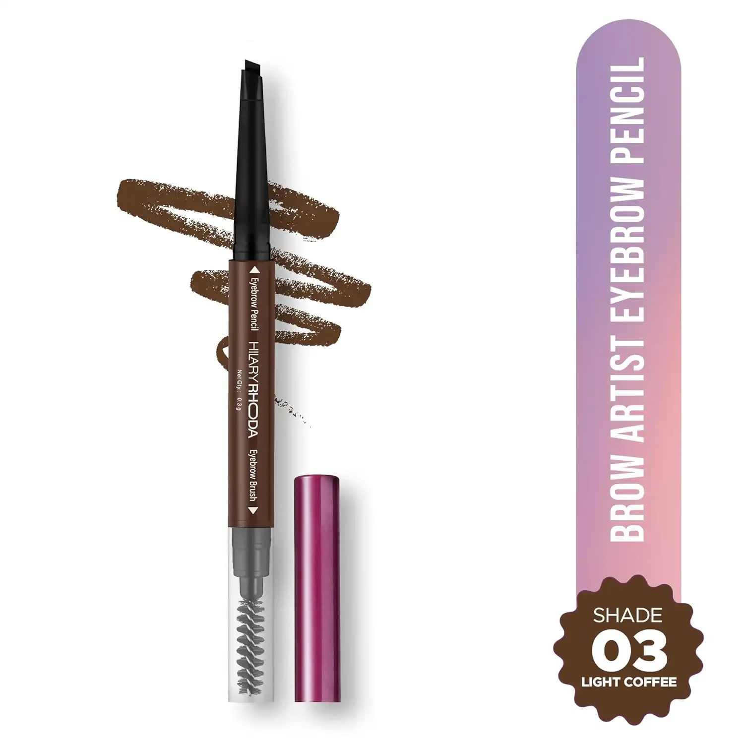Product image of Hilary Rhoda Brow Artist Eyebrow Pencil Dual-Ended  | Waterproof & Smudge-Proof Brow Definer | Natural Finish | Long-Lasting & Easy to Apply – 0.3g