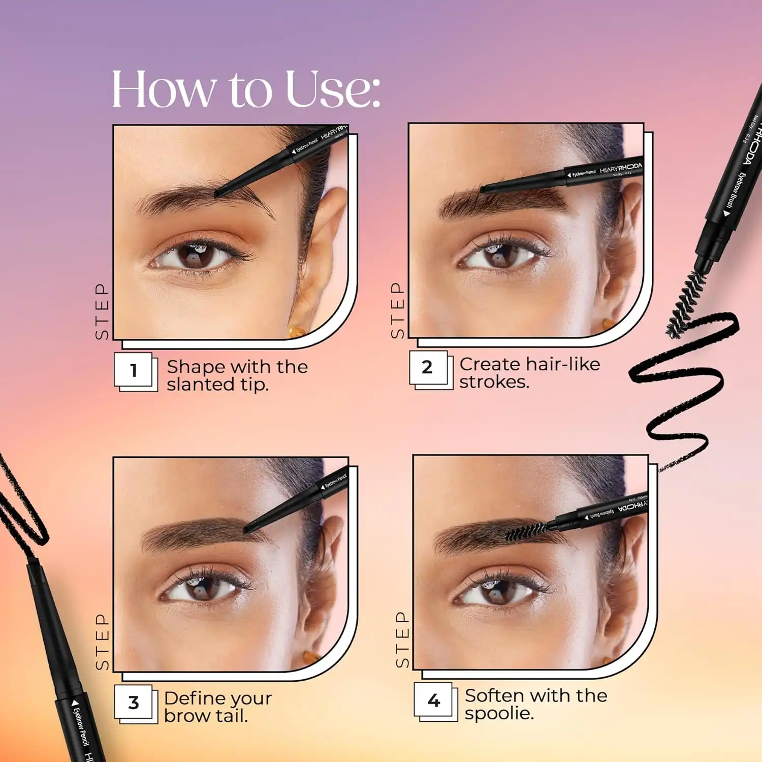 Product image of Hilary Rhoda Brow Artist Eyebrow Pencil Dual-Ended  | Waterproof & Smudge-Proof Brow Definer | Natural Finish | Long-Lasting & Easy to Apply – 0.3g