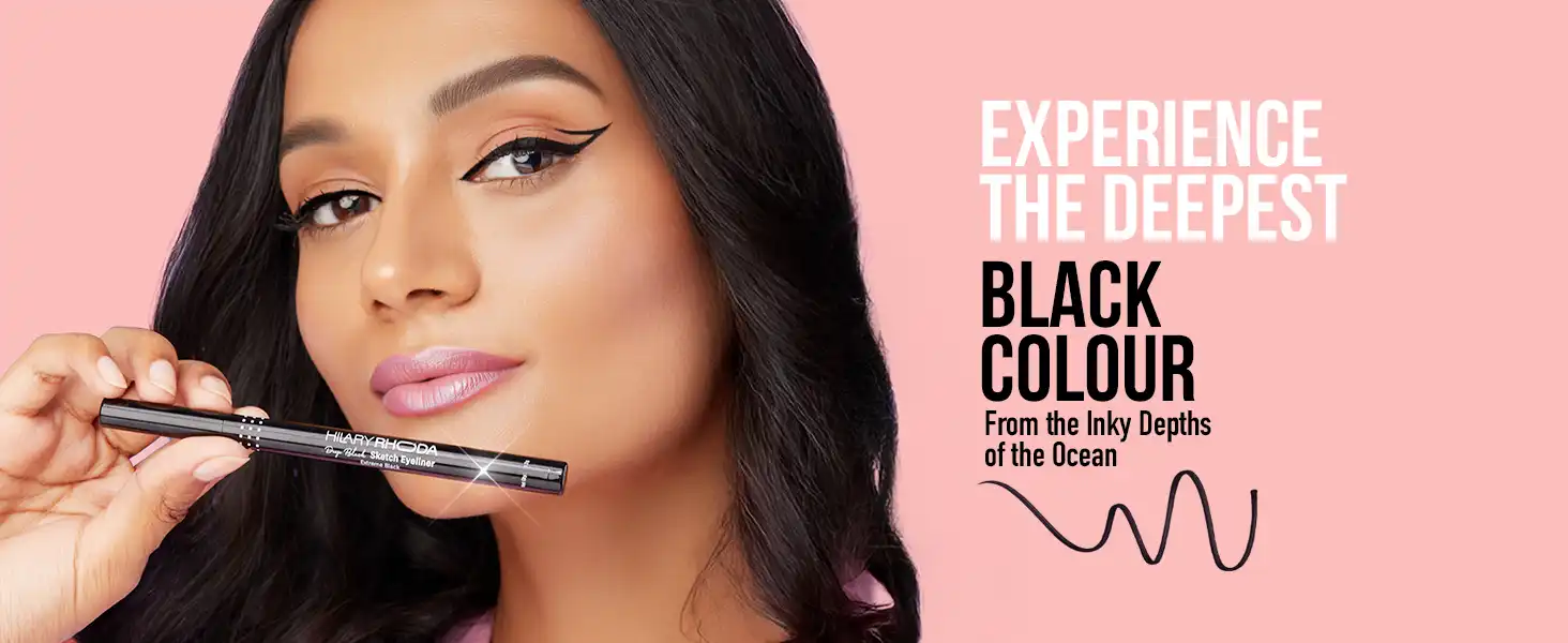 Product image of Hilary Rhoda Deep Black Sketch Eyeliner | Waterproof | Deep Black Matte Finish | Smudge-Proof & Long-Lasting Eyeliner for Women | Quick Dry | One Stroke Precision Tip | 1.2g