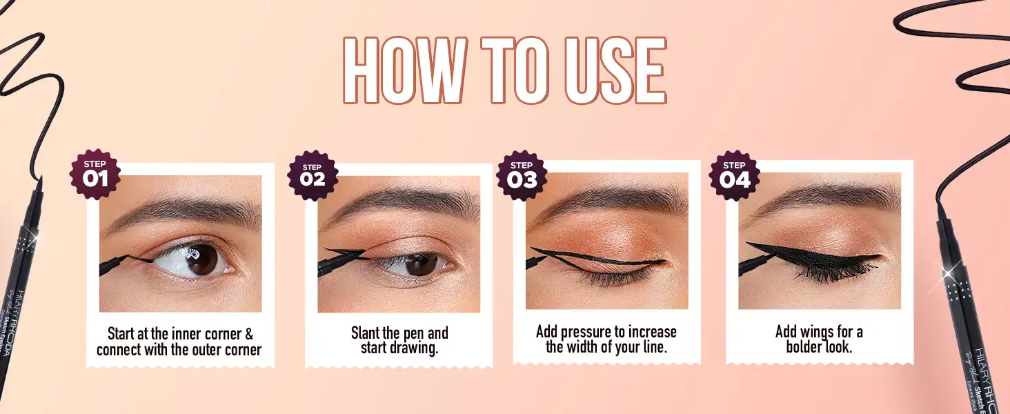 Product image of Hilary Rhoda Deep Black Sketch Eyeliner | Waterproof | Deep Black Matte Finish | Smudge-Proof & Long-Lasting Eyeliner for Women | Quick Dry | One Stroke Precision Tip | 1.2g