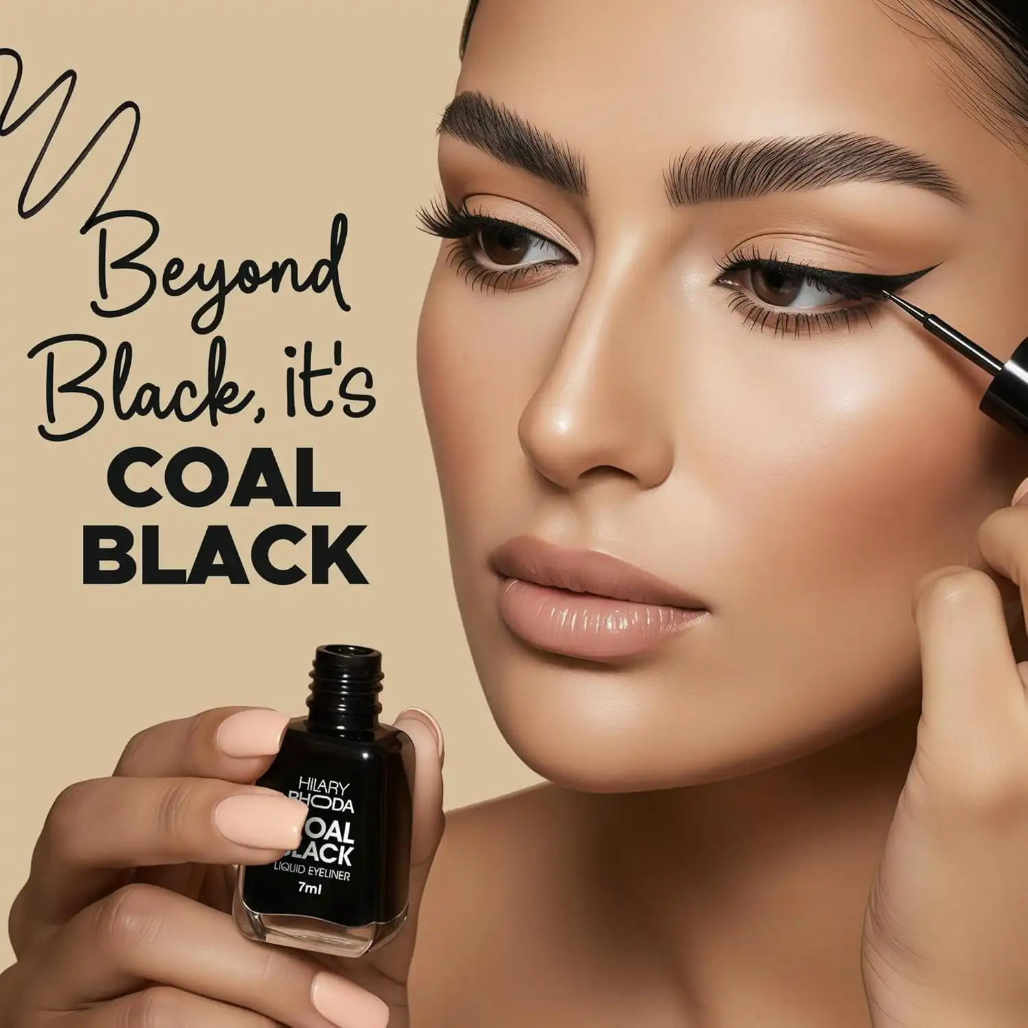 Product image of Hilary Rhoda Coal Black Liquid Eyeliner | Smudge-Proof & Waterproof Eyeliner for Women | Glossy Finish & Long Lasting | Highly Pigmented - 7ml