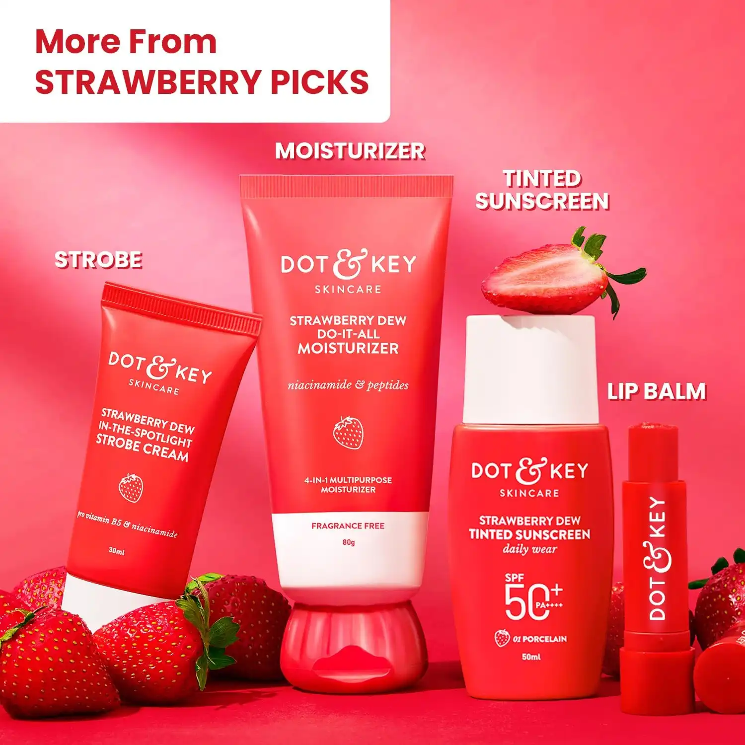 Product image of Dot & Key Strawberry Dew SPF 50 Sunscreen Air Light | SPF 50 PA+++ In-Vivo Tested | Broad Spectrum | UVA / UVB Rays Protection | With Hyaluronic & Ceramide for Hydration & Skin Barrier | Mess Free & No White Cast |20g
