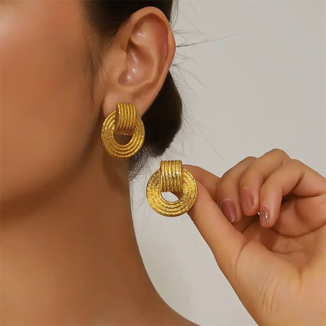Product image of Solène Textured Disc Earrings