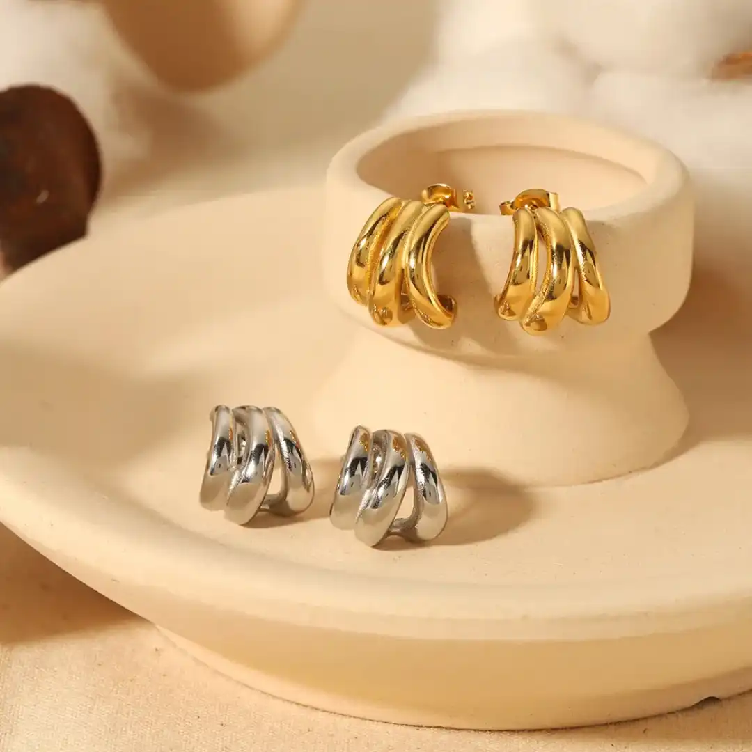 Product image of Golden three layer drop Earrings