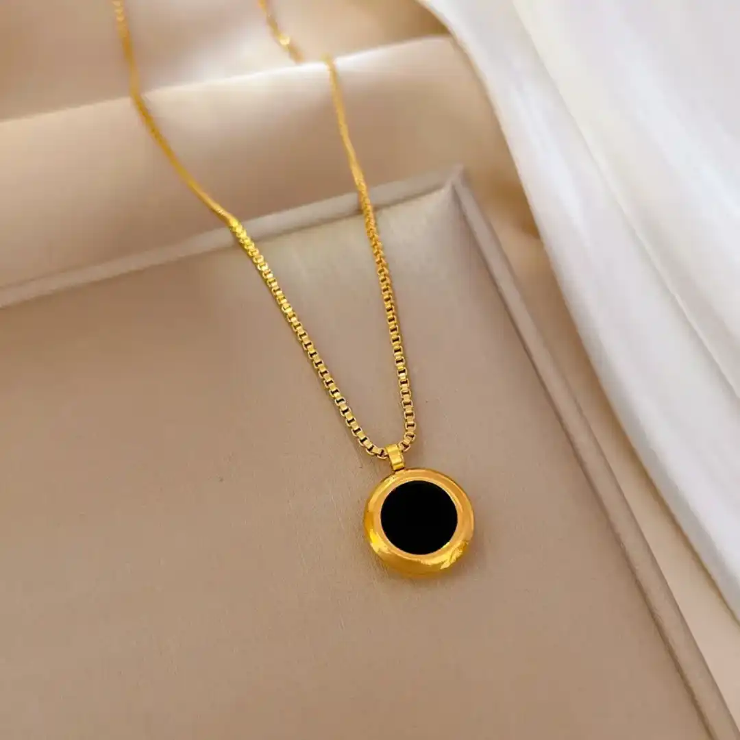 Product image of ZENOURA 18K GOLD PLATED BLACK ONYX ROUND PENDANT