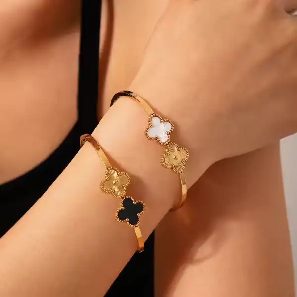 Product image of ZENOURA 18K GOLD PLATED MIDNIGHT BLOOM BRACELET BANGLE