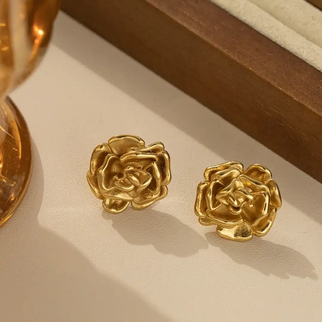 Product image of ZENOURA 18K GOLD PLATED GOLDEN ROSE EARRINGS