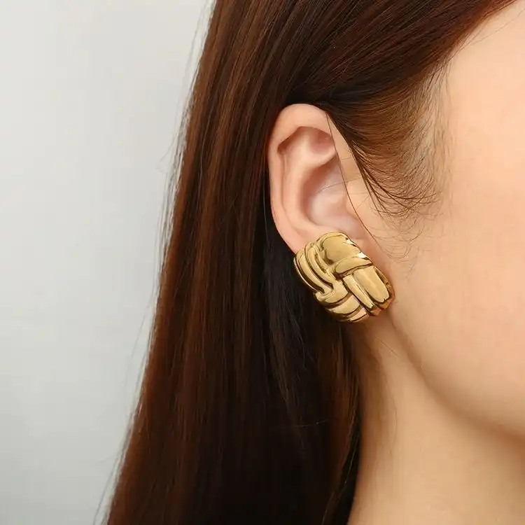 Product image of Sculpted Square Stud Earrings