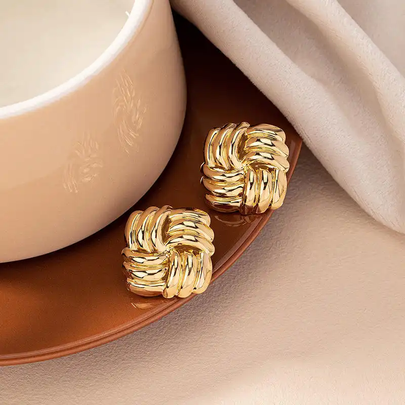Product image of Sculpted Square Stud Earrings