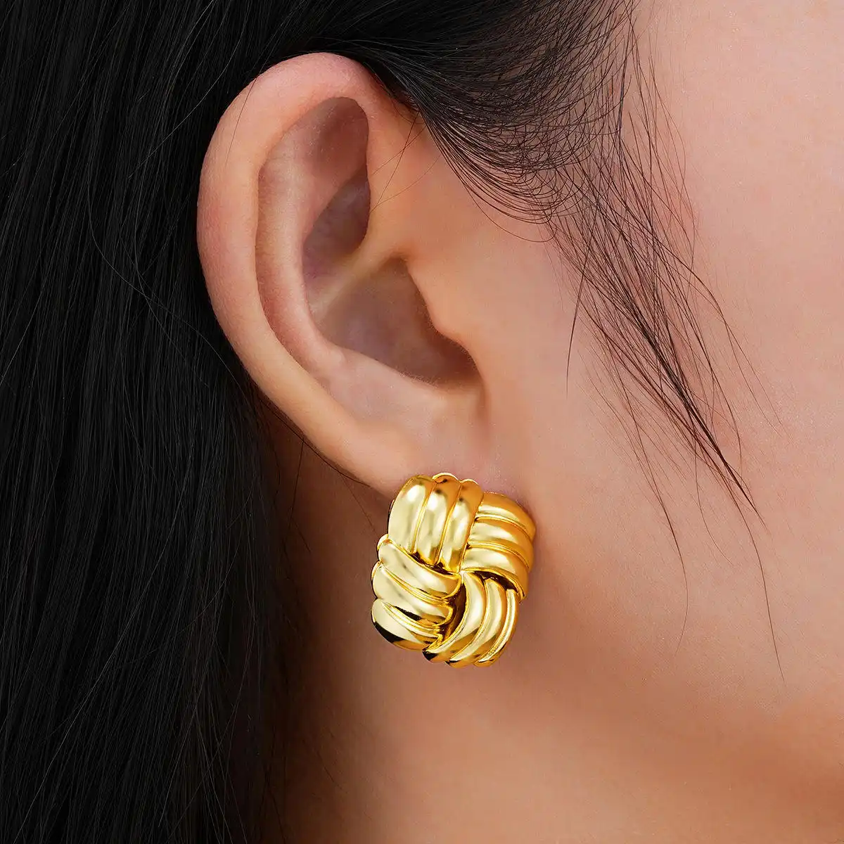 Product image of Sculpted Square Stud Earrings