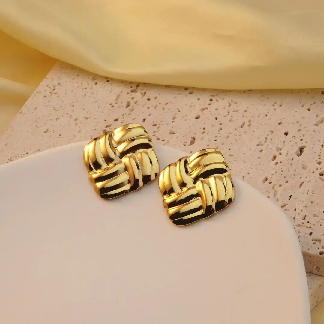 Product image of Sculpted Square Stud Earrings