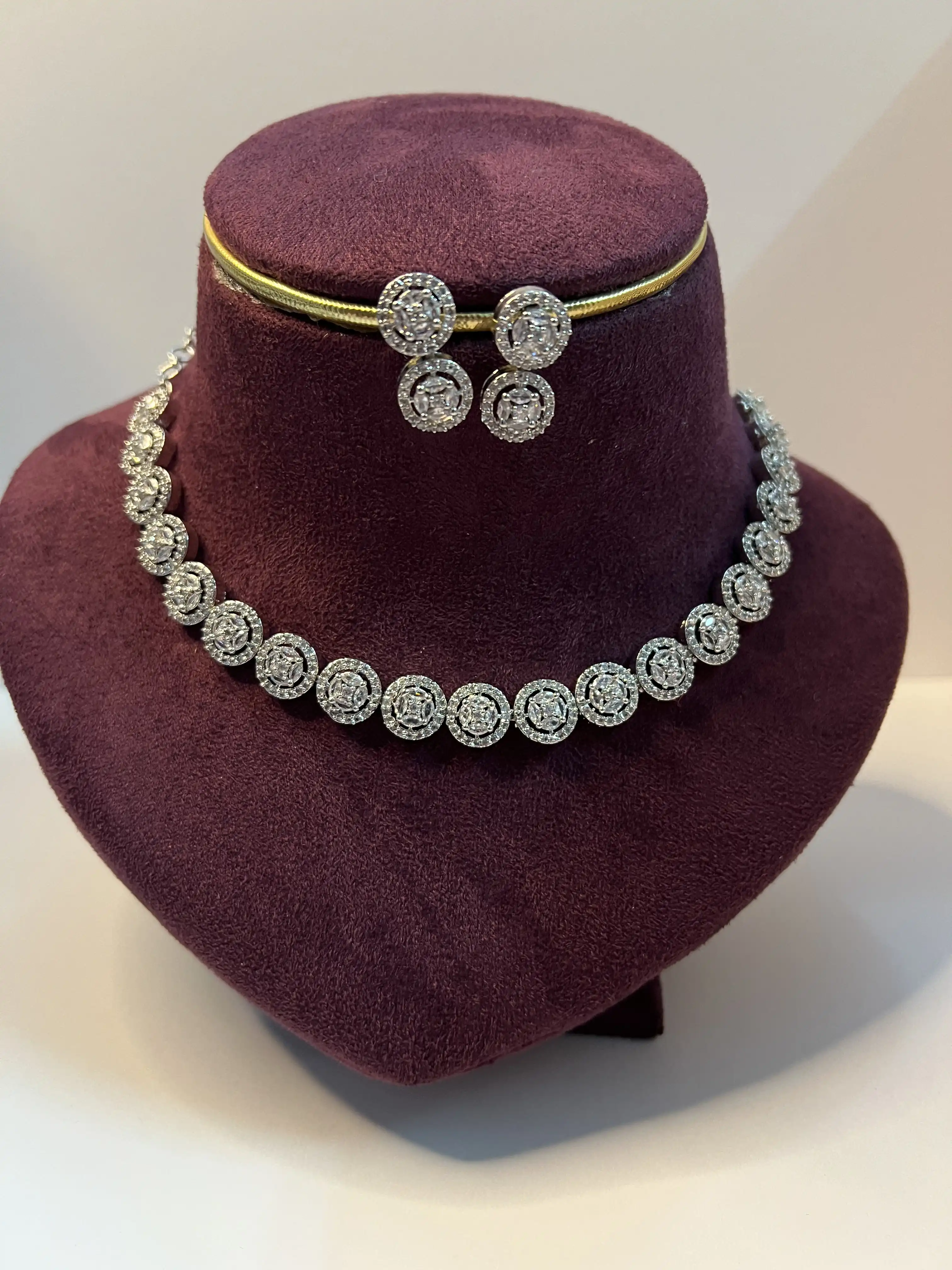 Product image of Classic Round Motif American Diamond Necklace Set
