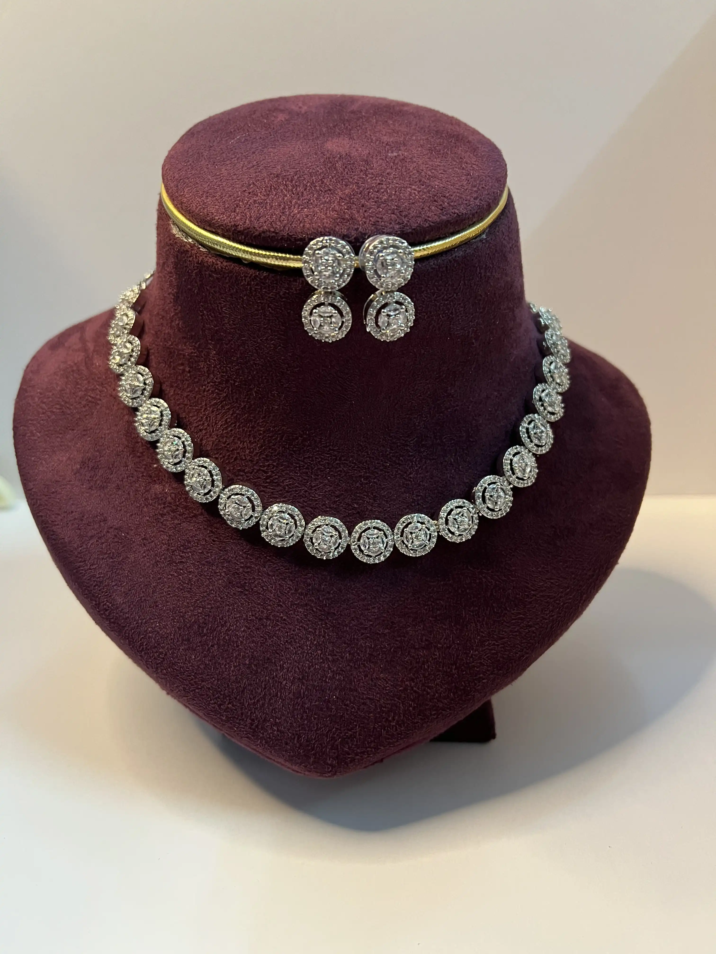 Product image of Classic Round Motif American Diamond Necklace Set