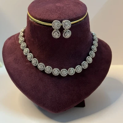 Image of Classic Round Motif American Diamond Necklace Set