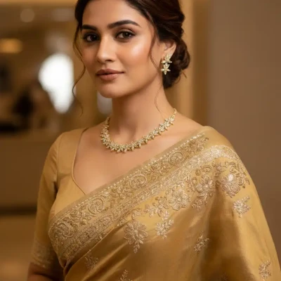 Image of Golden Bloom American Diamond Necklace Set