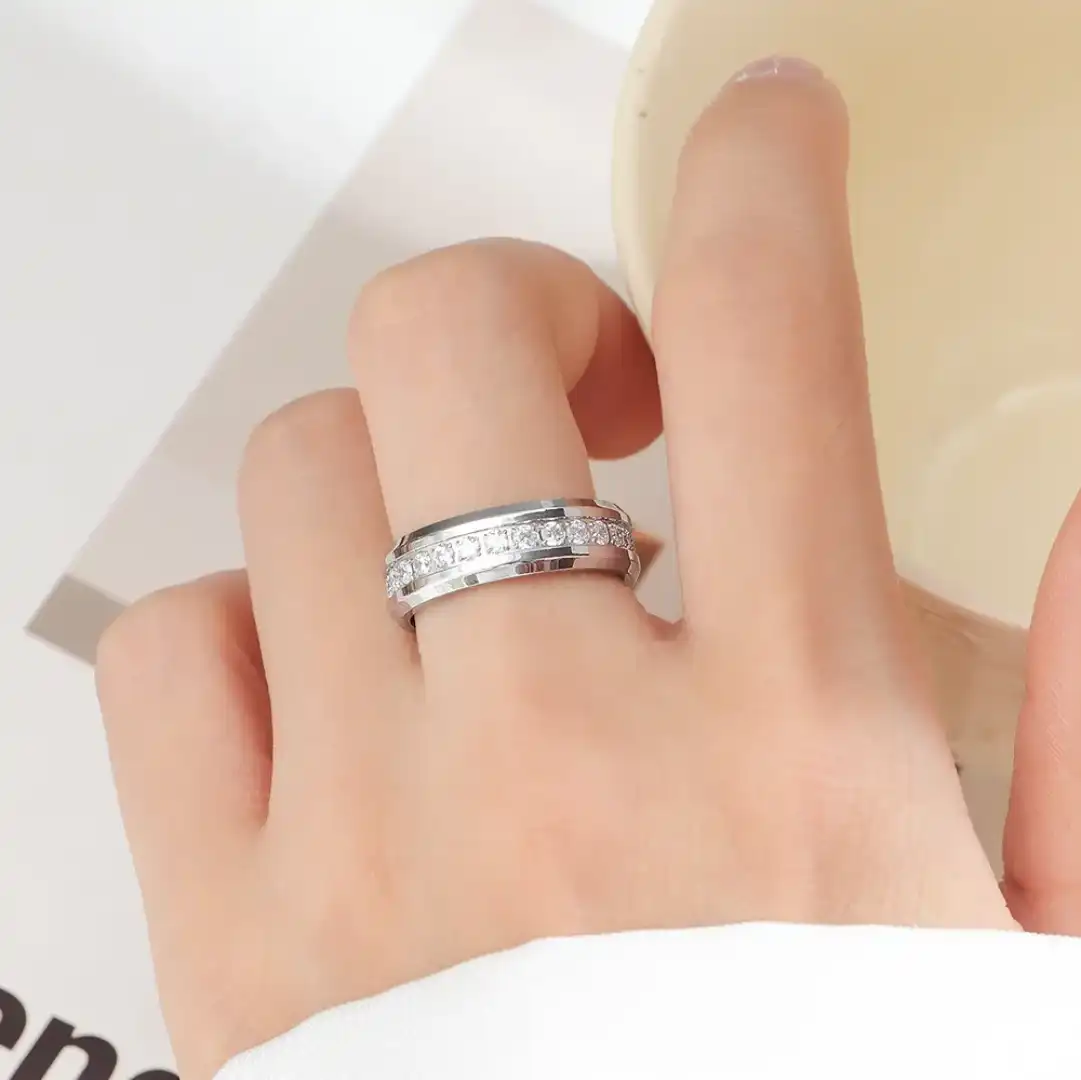 Product image of Stainless Steel Silver Toned Promise Couple Rings