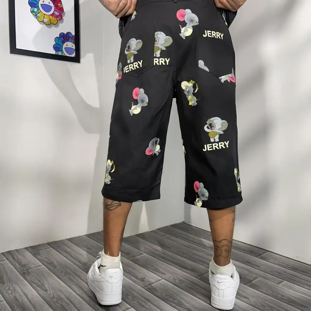 Product image of Kz704 Jerry Printed Baggy Loose Jorts " Black "