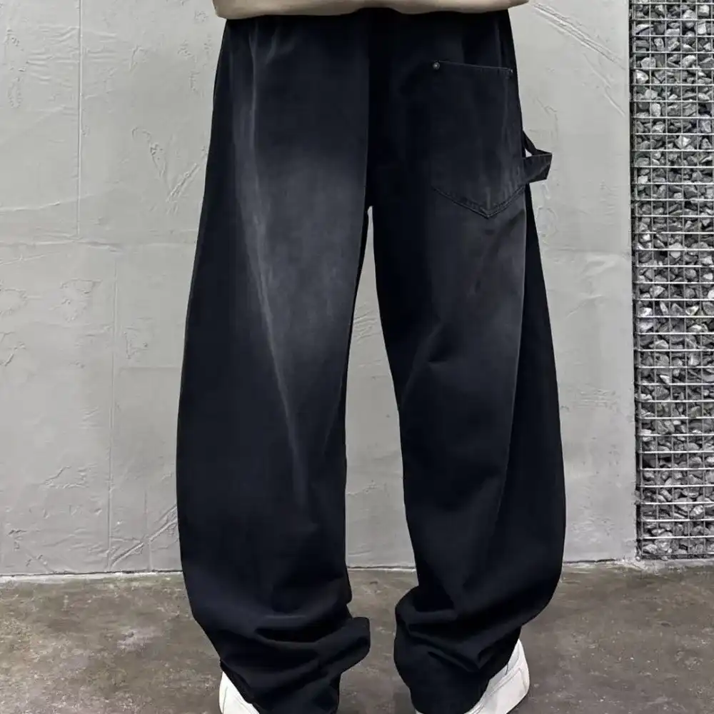 Product image of Dg6308# Side Belt Front Pocket Design Twill Jeans Track Pant " Black "